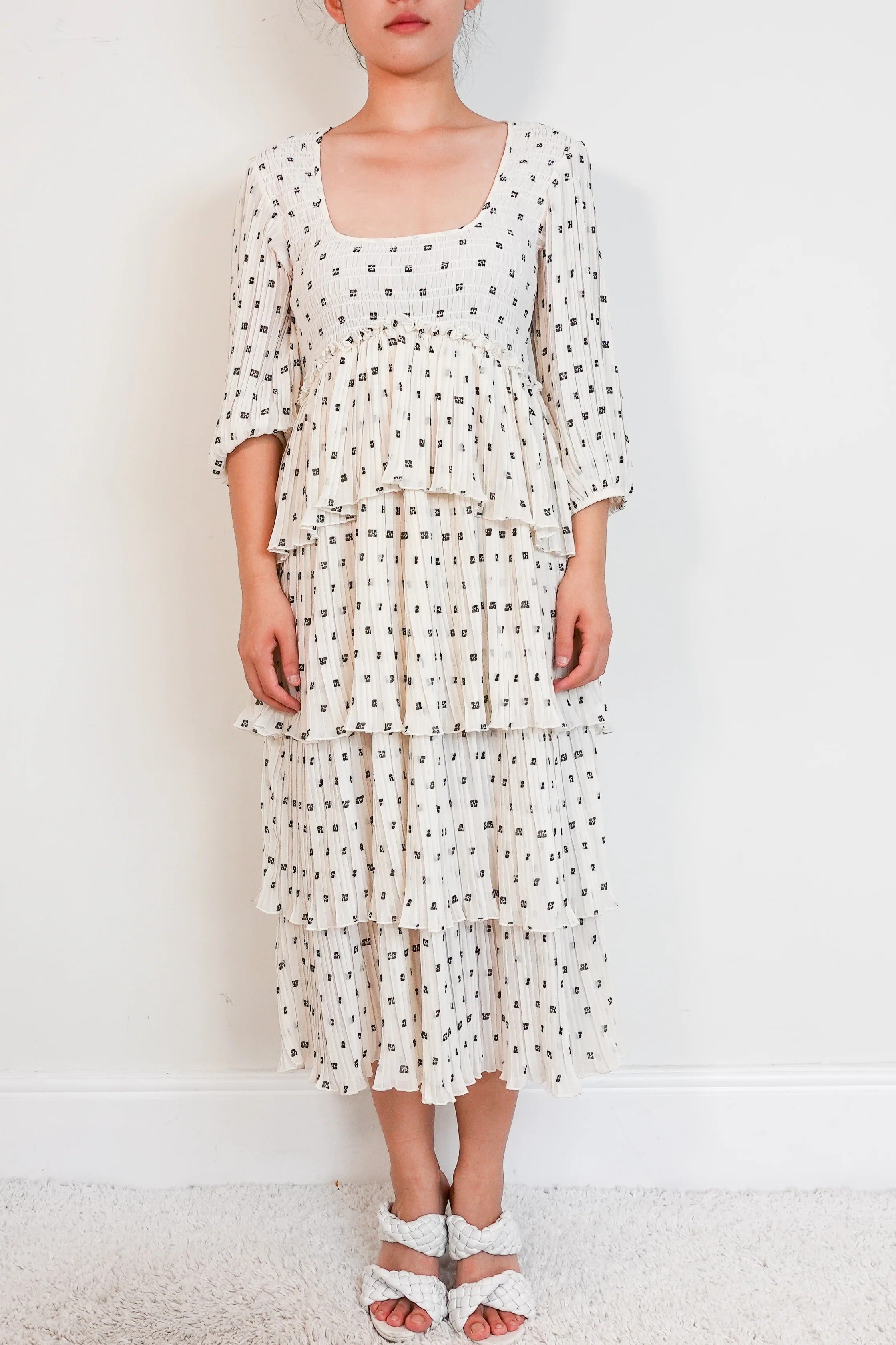 Egret white tiered dress