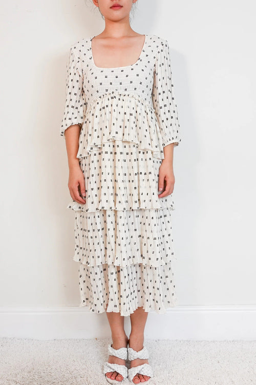 Egret white tiered dress