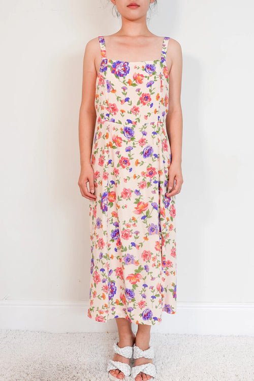 floral silk dress in pink