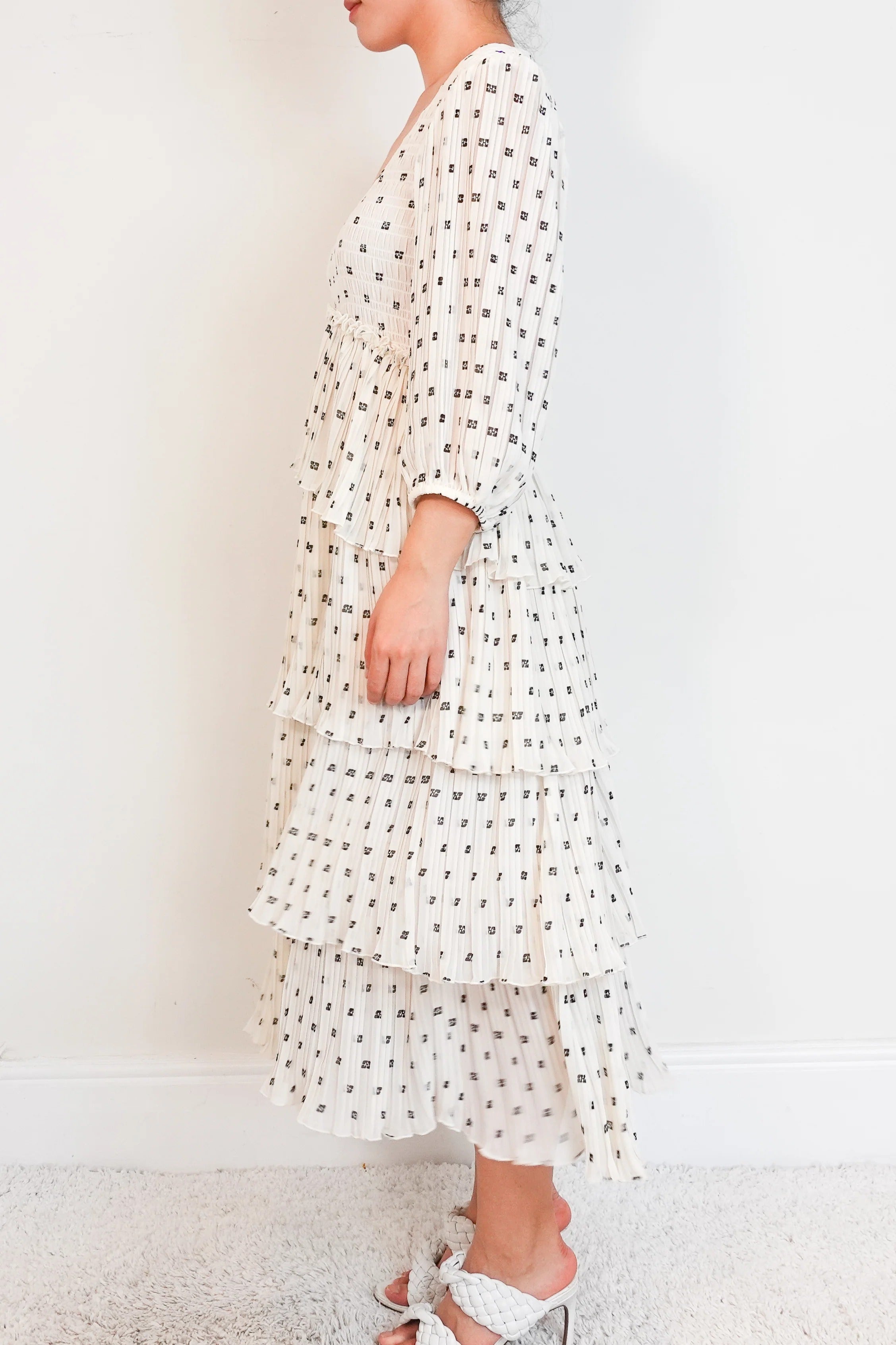 Egret white tiered dress