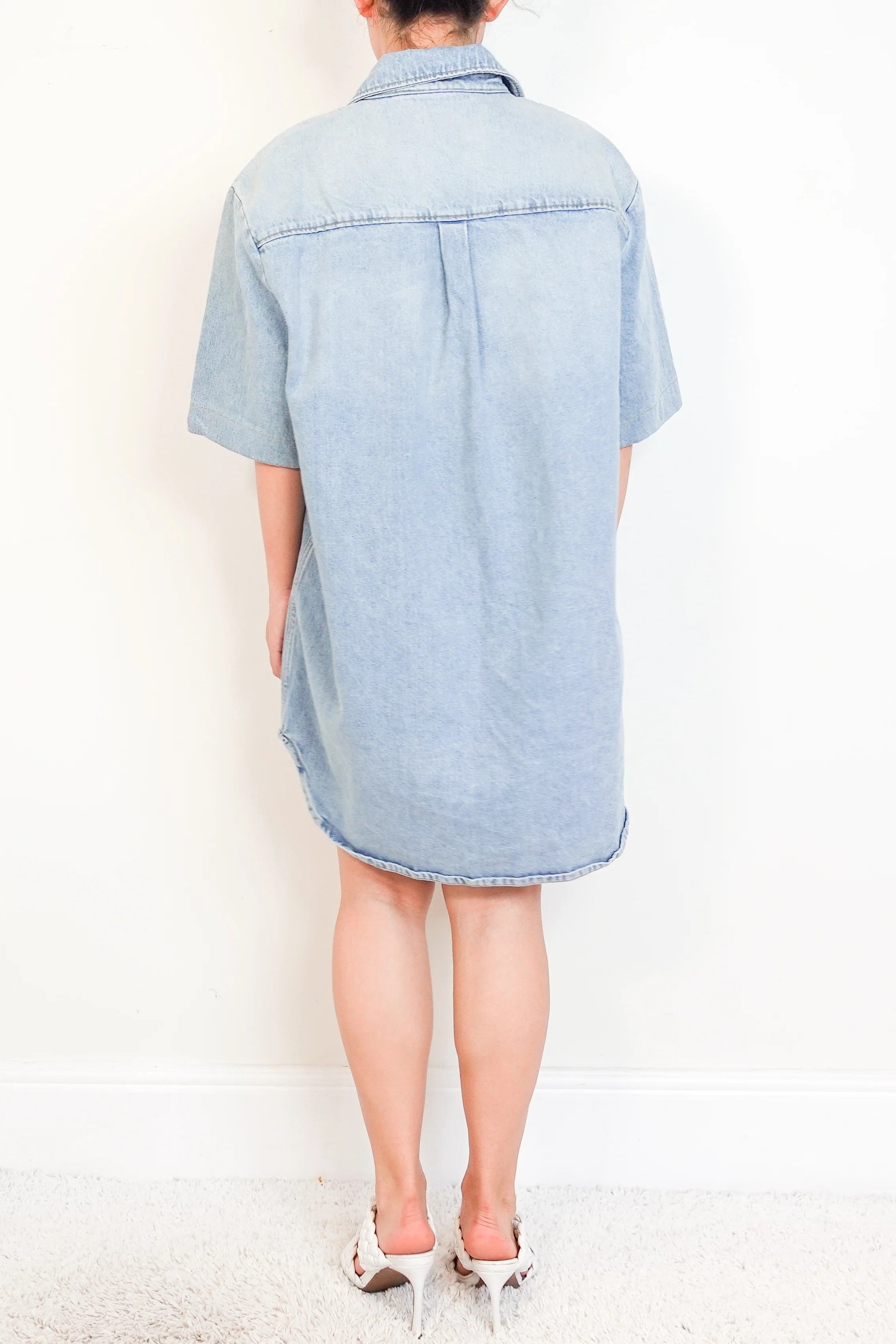 blue denim shirt dress