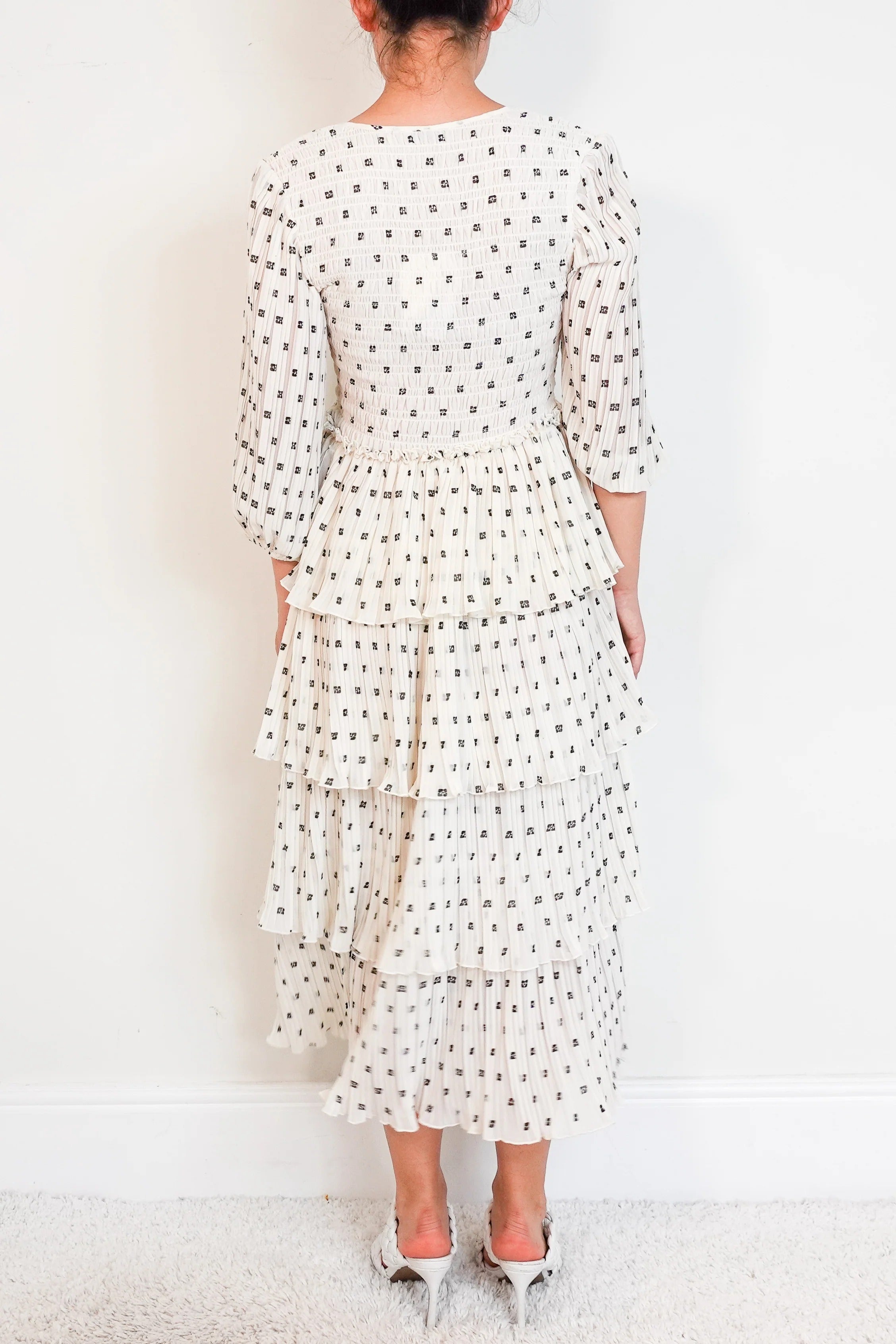 Egret white tiered dress