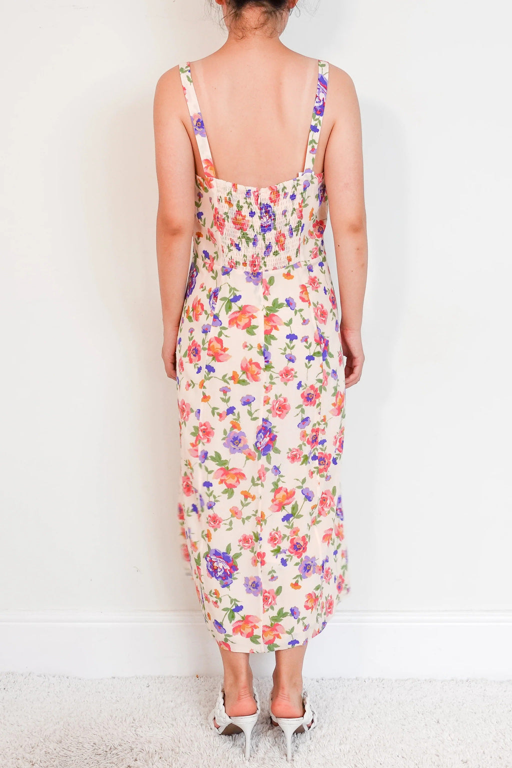 floral silk dress in pink