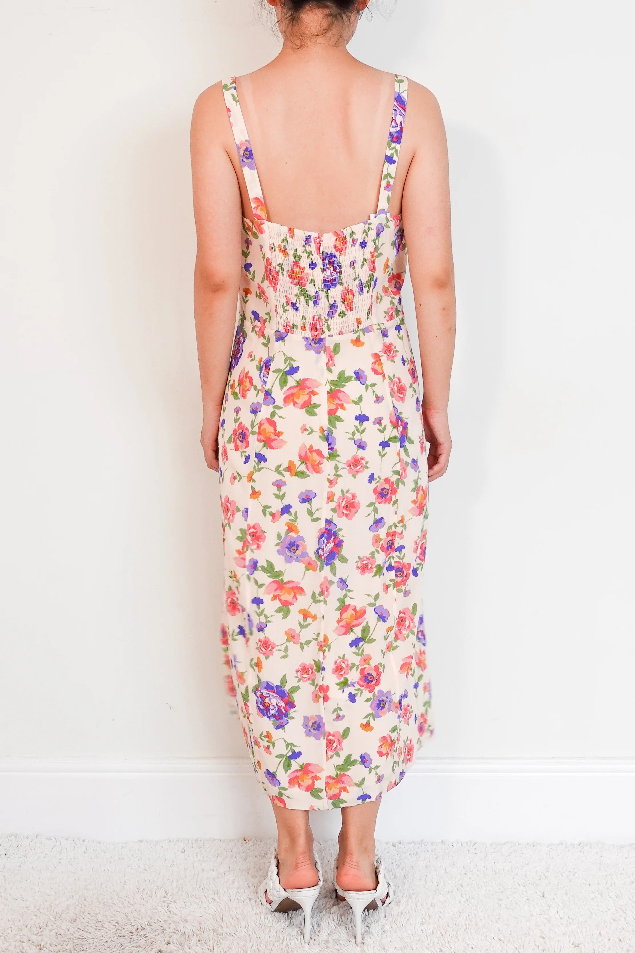 floral silk dress in pink